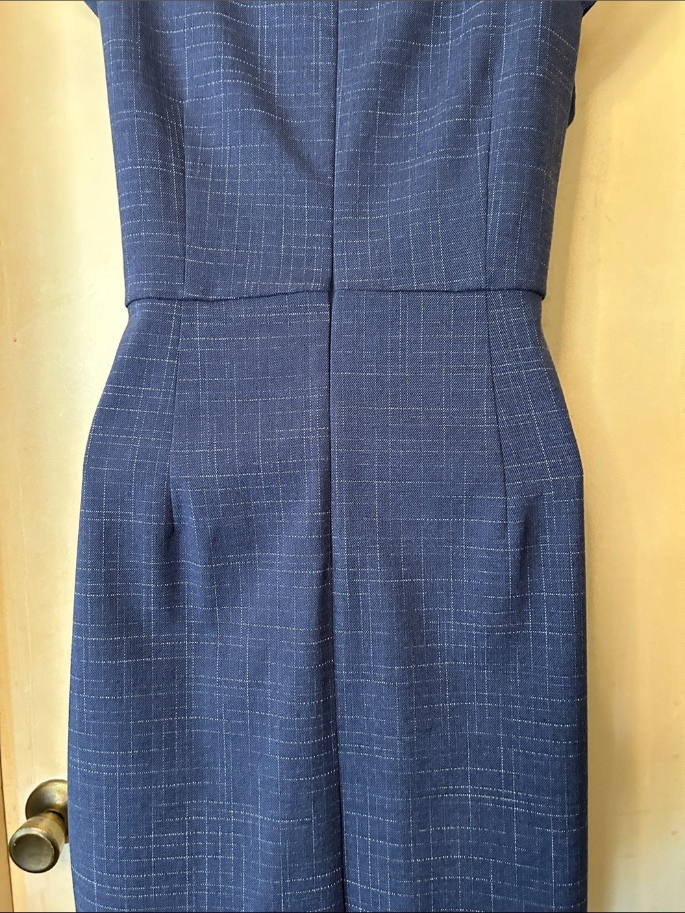 Ann Taylor Steel Blue Subtle Plaid Midi Sheath Dress size 8P NWOT - Picture 10 of 14